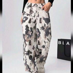 Women's Tie-Dye Print Pocket Loose Wide-Leg Casual Pants